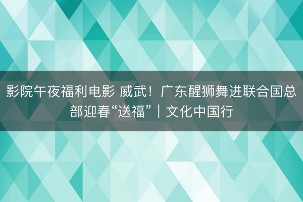 影院午夜福利电影 威武！广东醒狮舞进联合国总部迎春“送福”｜文化中国行