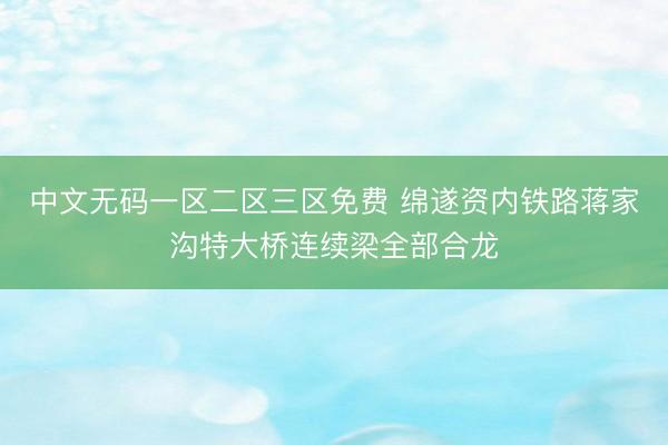 中文无码一区二区三区免费 绵遂资内铁路蒋家沟特大桥连续梁全部合龙