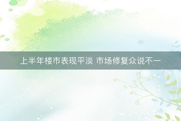 上半年楼市表现平淡 市场修复众说不一