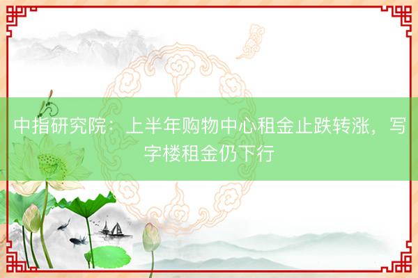 中指研究院：上半年购物中心租金止跌转涨，写字楼租金仍下行