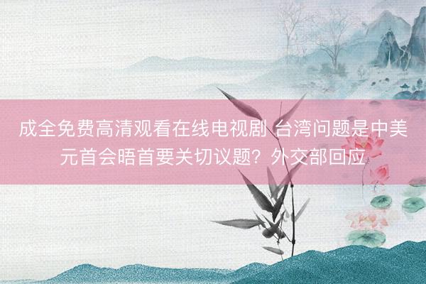 成全免费高清观看在线电视剧 台湾问题是中美元首会晤首要关切议题？外交部回应