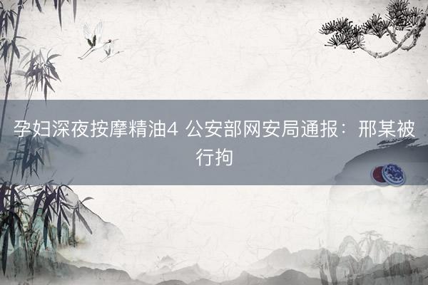 孕妇深夜按摩精油4 公安部网安局通报:邢某被行拘