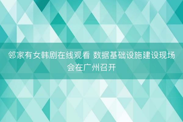 邻家有女韩剧在线观看 数据基础设施建设现场会在广州召开