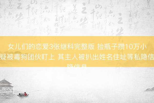 女儿们的恋爱3张继科完整版 捡瓶子攒10万小狗疑被毒狗团伙盯上 其主人被扒出姓名住址等私隐信息