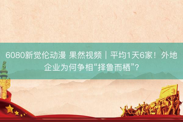 6080新觉伦动漫 果然视频|平均1天6家!外地企业为何争相“择鲁而栖”?