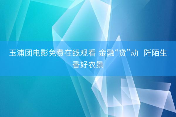 玉浦团电影免费在线观看 金融“贷”动  阡陌生香好农景