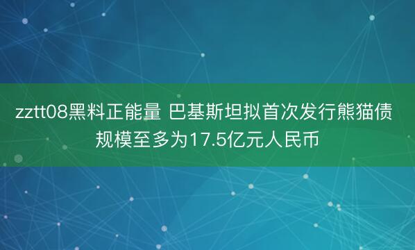 zztt08黑料正能量 巴基斯坦拟首次发行熊猫债 规模至多为17.5亿元人民币