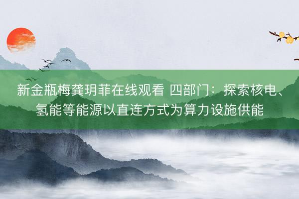 新金瓶梅龚玥菲在线观看 四部门：探索核电、氢能等能源以直连方式为算力设施供能