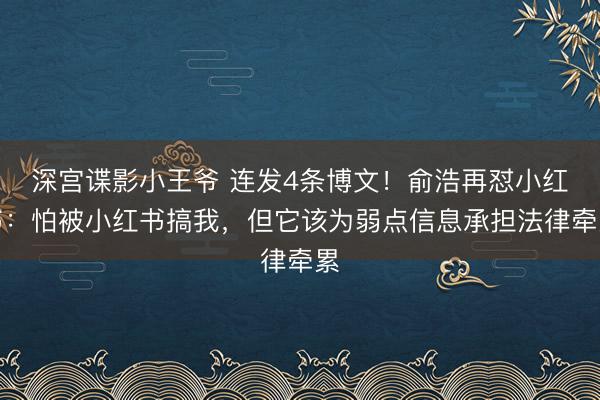 深宫谍影小王爷 连发4条博文！俞浩再怼小红书：怕被小红书搞我，但它该为弱点信息承担法律牵累