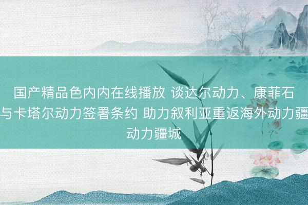 国产精品色内内在线播放 谈达尔动力、康菲石油与卡塔尔动力签署条约 助力叙利亚重返海外动力疆城