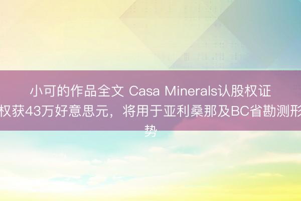 小可的作品全文 Casa Minerals认股权证行权获43万好意思元，将用于亚利桑那及BC省勘测形势