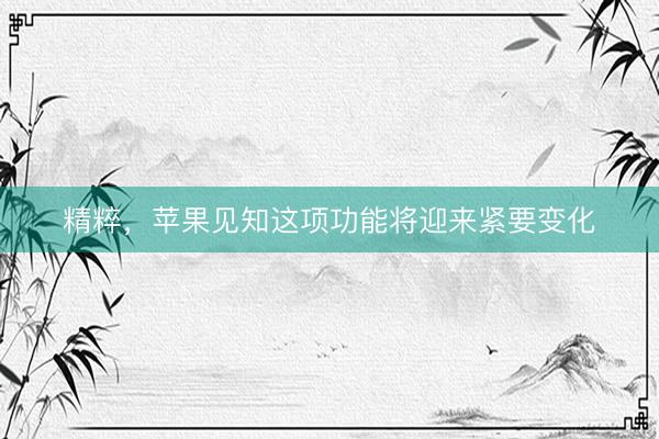 精粹，苹果见知这项功能将迎来紧要变化