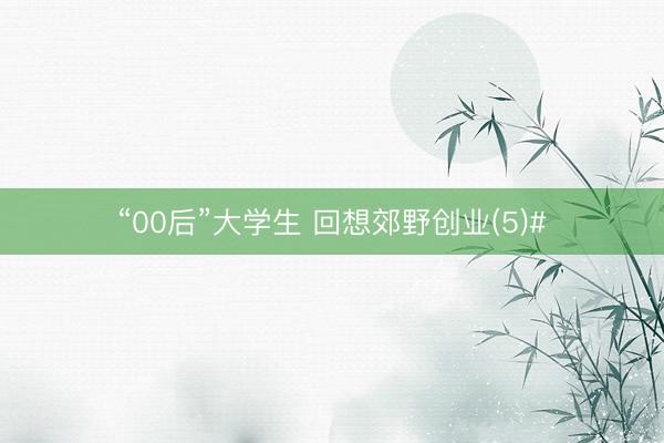 “00后”大学生 回想郊野创业(5)#